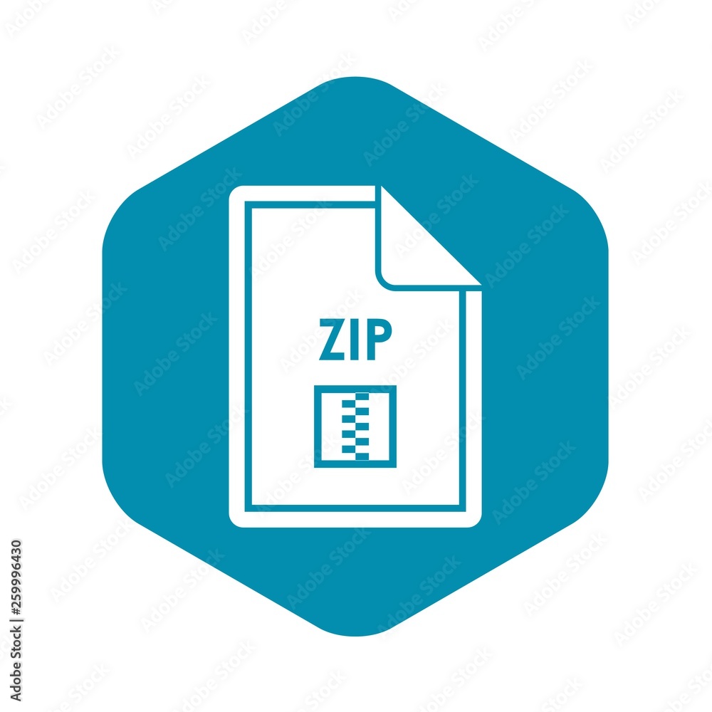 Poster file zip icon in simple style isolated on white background. document type symbol