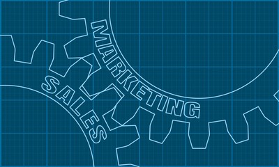 Sales and Marketing text on the Mechanism of Gears. Communication Concept in Industrial Design. Modern brochure design template. Retro tileable measure technical draft.