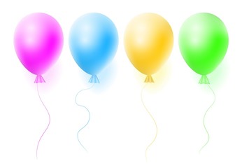 Vector set of realistic helium balloon on white background. Concept for promotion, ad, sale, flyer. Three-dimensional illustration. Eps 10.