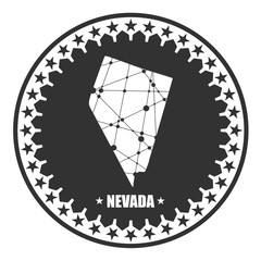 Image relative to USA travel. Nevada state map textured by lines and dots pattern. Stamp in the shape of a circle