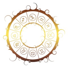 Astrological symbols in the circle. Vector illustration