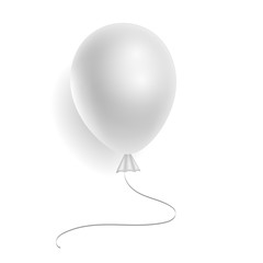 Vector realistic white helium balloon. Perfect for invitation, poster, web-banner, article, offer. Three-dimensional illustration. Eps 10.