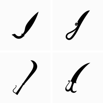 Different shapes of traditional tribal knifes - Vector