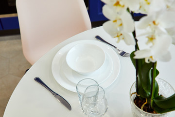 Beautiful table setting, great design for any purposes. Traditional festive decoration. Spring season. Copy space