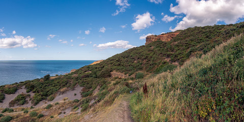 North Sea Coast in North Yorkshire, England, UK - seen from the former alum quarry in Kettleness...