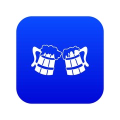 Wooden beer mugs icon digital blue for any design isolated on white vector illustration