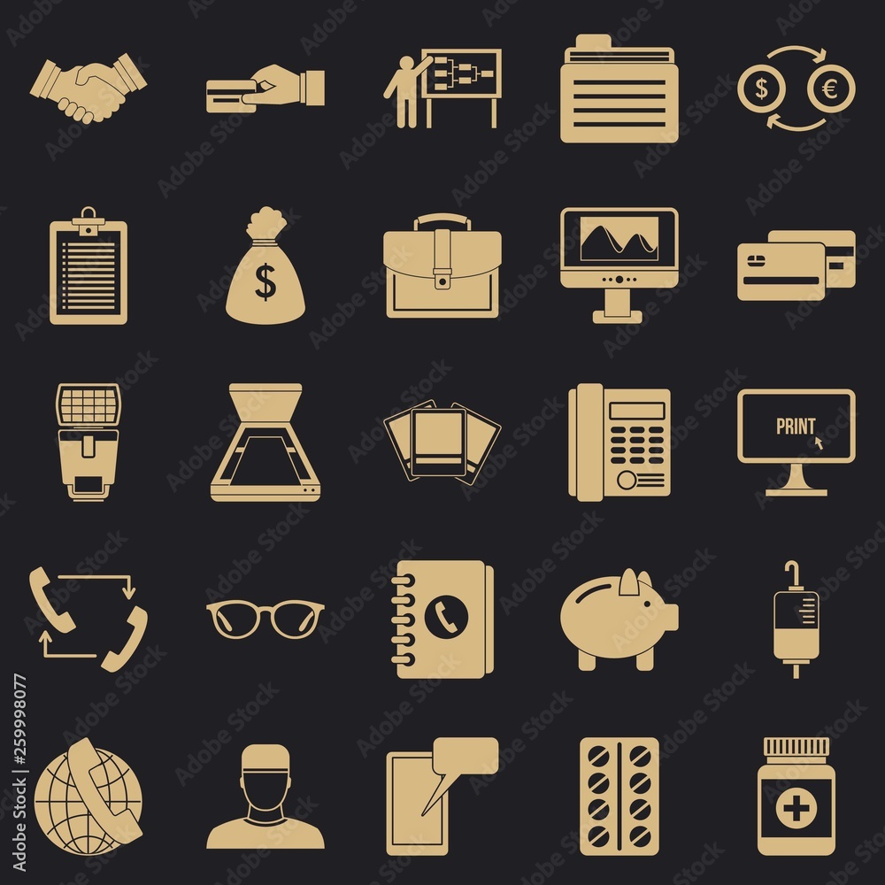 Poster division icons set. simple set of 25 division vector icons for web for any design