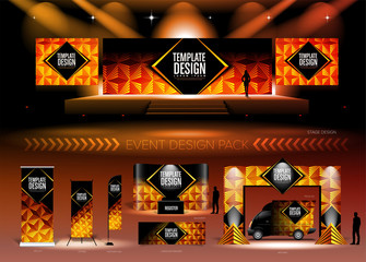 A pack of 3D event design medias in vector format, with a sample of graphic template in RGB color. It is suitable for event design, event planing, concert, seminar, etc.