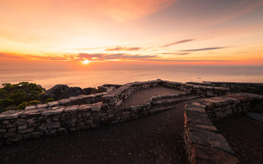 Beautiful sunset on top of table mountain ,cape town , south africa