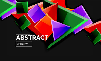 Glossy squares and triangles geometric backgrounds