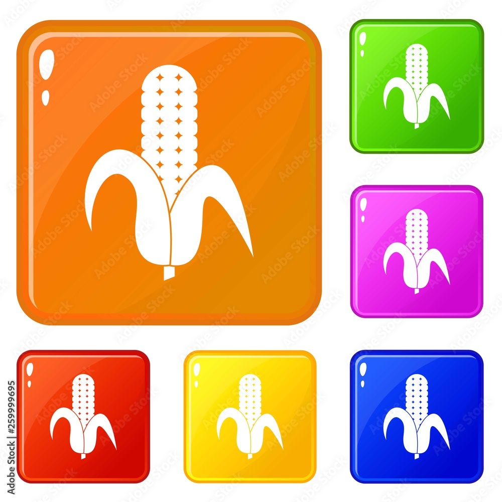 Poster corncob icons set collection vector 6 color isolated on white background