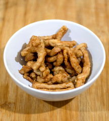Fried pork in a white dish