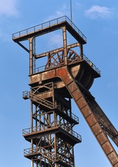Fototapeta na wymiar The shaft tower of a disused coal mine in Nordrhein-Westfalen, Germany.