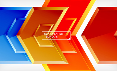 Shiny glossy arrows background, clean modern geometric design, futuristic composition