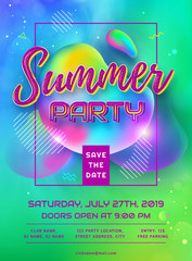 Summer party invitation. Vector flyer template.