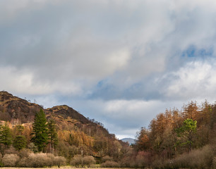 Fototapeta premium Stunning Spring landscape image of Yew Tree Tarn in UK Lake District