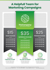 Fototapeta premium A4 Marketing Flyer template style 2 with pricing table featured in green color