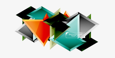 Bright colorful triangular poly 3d composition,abstract geometric background, minimal design, polygonal futuristic poster