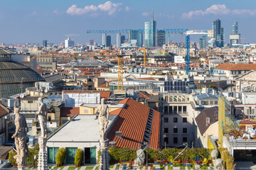 Milan skyline with urban skyscrapers, Italy