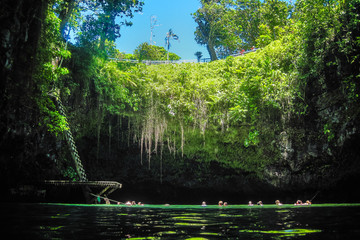 The famous To Sua Ocean Trench, swimming hole in Samoa, Upolu island in Pacific