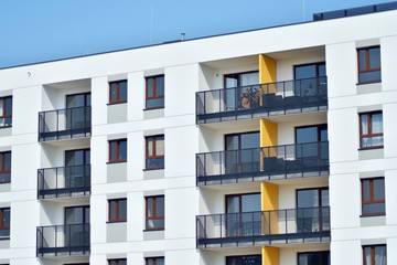 Modern european complex of apartment buildings. Fragment of a modern residential apartment building