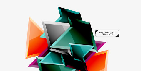 Minimal geometrical triangles with 3d effect abstract background template