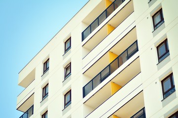 Modern european complex of apartment buildings. Fragment of a modern residential apartment building