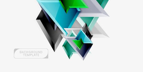 Bright colorful triangular poly 3d composition,abstract geometric background, minimal design, polygonal futuristic poster