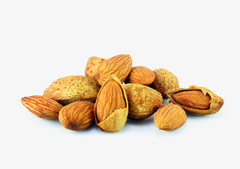 toasted almond on white background