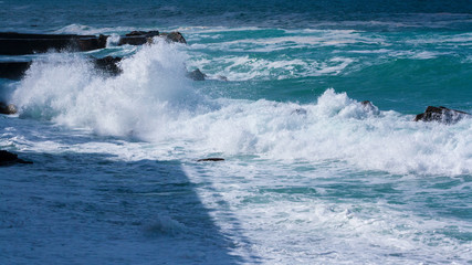 The stormy Ligurian sea on a spring day in Italy