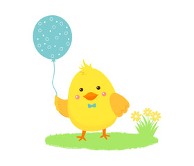 Vector yellow happy chicken with egg