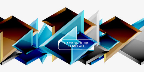 Bright colorful triangular poly 3d composition,abstract geometric background, minimal design, polygonal futuristic poster