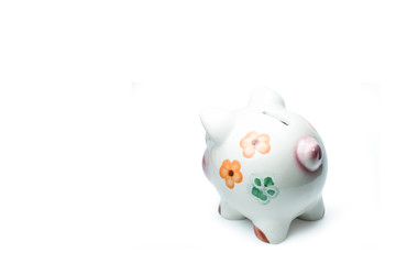Cute Picky bank isolated on white background with Clipping Path. Saving Concept..