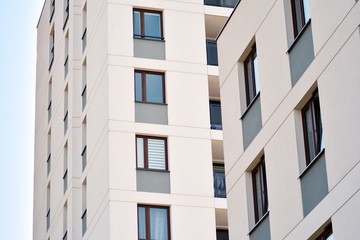 Modern european complex of apartment buildings. Fragment of a modern residential apartment building