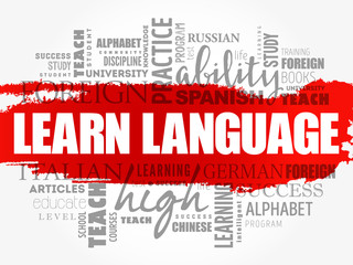 Learn Language word cloud, education business concept