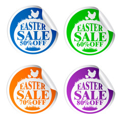 Easter sale stickers 50,60,70,80 with chicken colorful