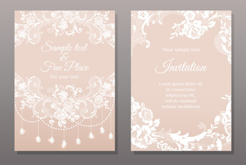invitation card in romantic lace style - obrazy, fototapety, plakaty