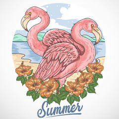 FLAMINGO BIRD VECTOR SUMMER