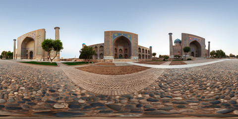 Spherical, 360 degrees, seamless panorama of the city of Samarkand, Uzbekistan