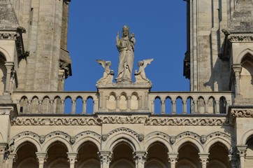 Detail, famous cathedral, Laon, France