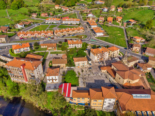 Aerial view of town, Basque country, Spain.