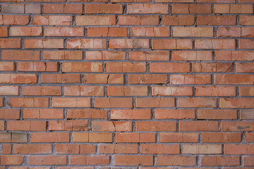 Background of old vintage brick wall, background, brown brick wall, small bricks