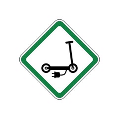 Electric scooter allowed, green road sign