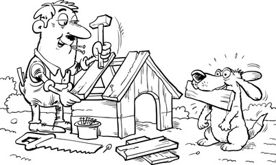 Man Building a Doghouse