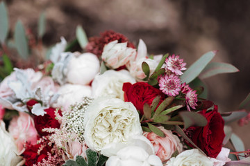Roses in a brides flower bouquet