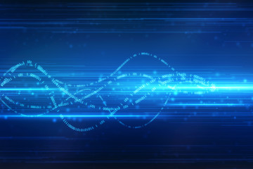 Binary Code Background, Digital Abstract technology background, flowing number one and zero text in binary code format in technology background.