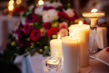 A blurred picture of candles burning