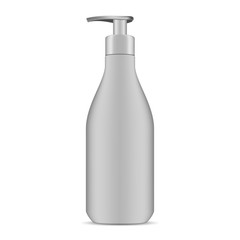Pump Bottle. Soap Dispenser Cosmetic Can Mockup. Batcher Cap Medicine Packaging Template. Valve Container Design for Liquid Shampoo, Gel, Lotion. Realistic 3d Tube Blank Package.