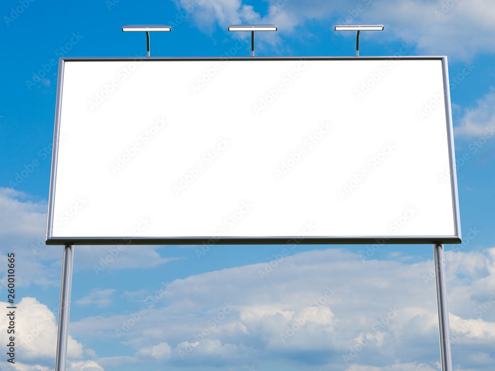 Wall mural 3d rendering of blank billboard (empty advertisement) isolated on white. empty mockup template