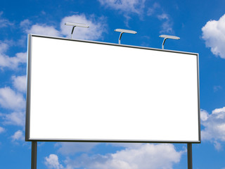 3D rendering of blank billboard (empty advertisement) with city background. Empty mockup template